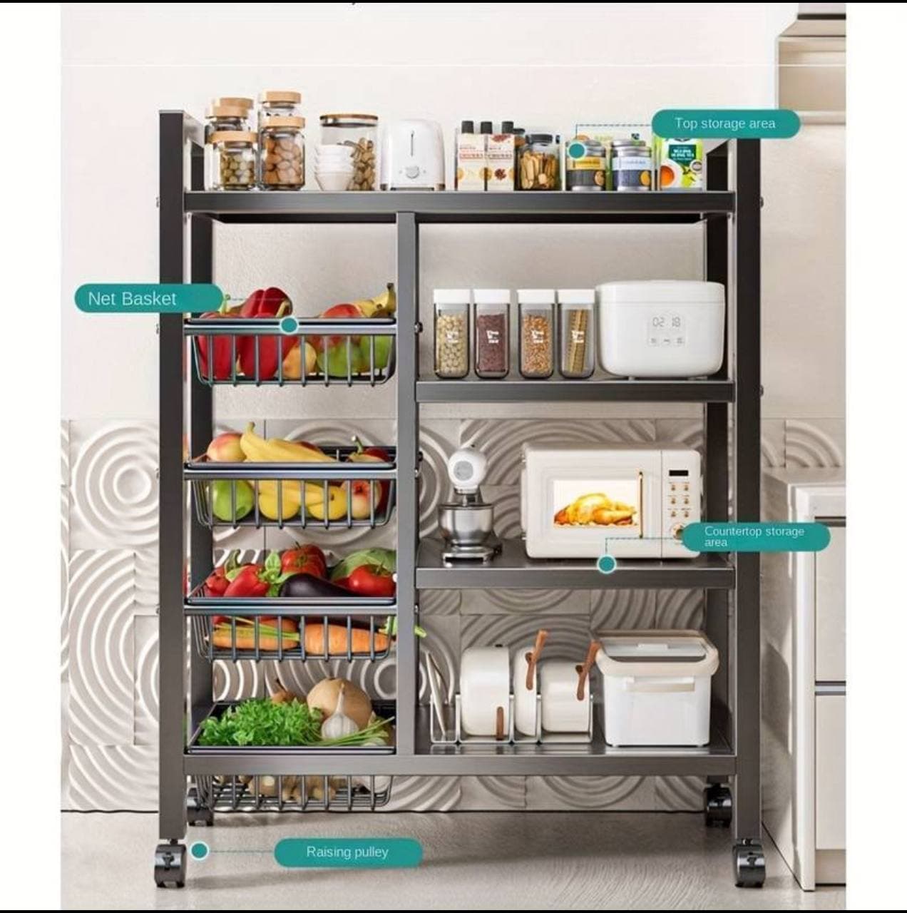 Kitchen Storage Rack with Basket
